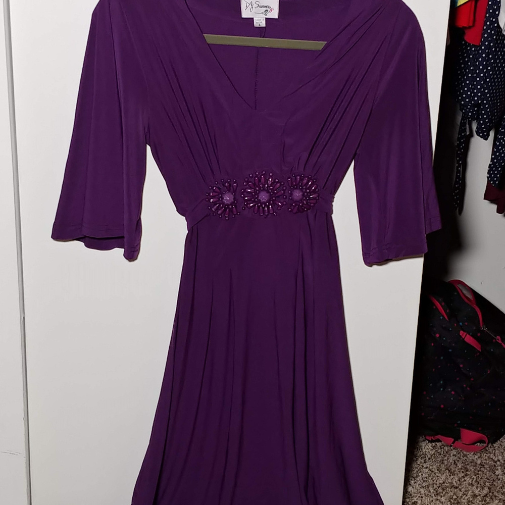 Dj Summers Purple Beaded Waist Formal Dress